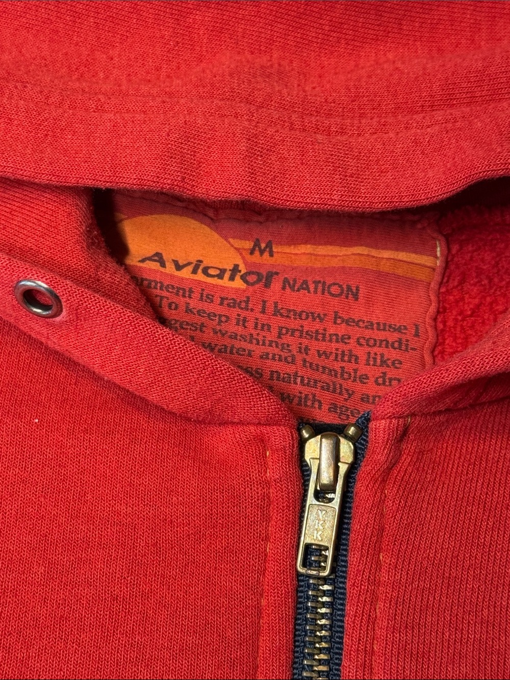 RARE VTG Aviator Nation California Love Full Zip Hoodie 5 Stripes Multi Red szM - Picture 6 of 8